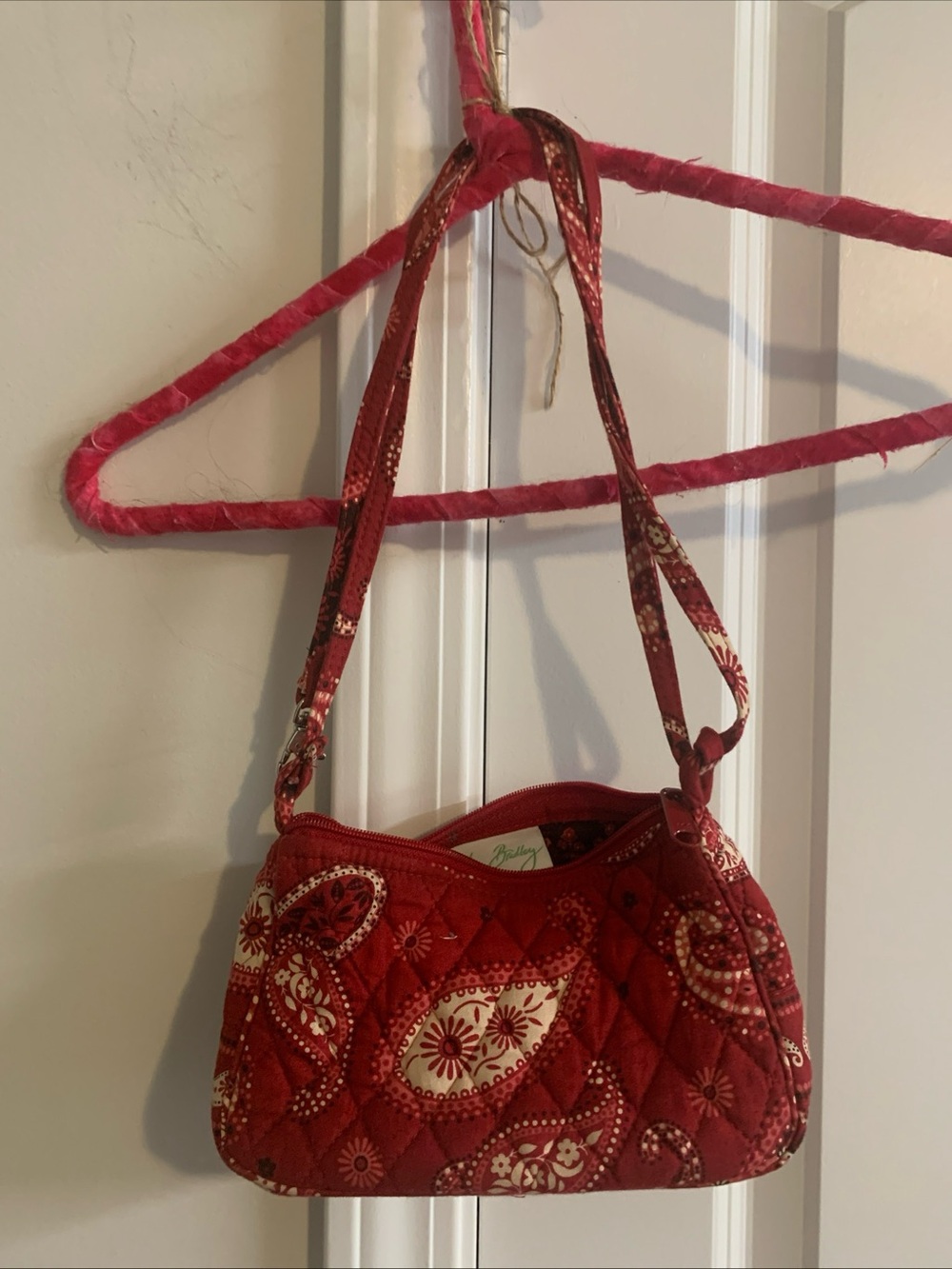 Vera Bradley Small Quilted Red Paisley Crossbody Shoulder Bag